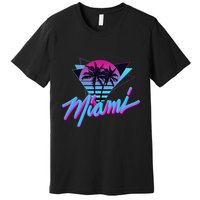 Miami Palm Trees Vaperwave Synthwave 80s Style Retro Premium T-Shirt
