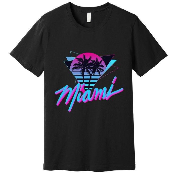 Miami Palm Trees Vaperwave Synthwave 80s Style Retro Premium T-Shirt