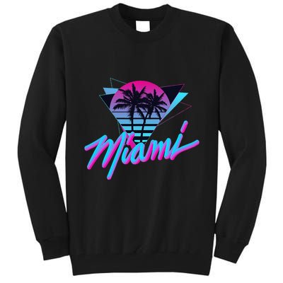 Miami Palm Trees Vaperwave Synthwave 80s Style Retro Tall Sweatshirt