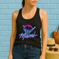 Miami Palm Trees Vaperwave Synthwave 80s Style Retro Womens Tank Top