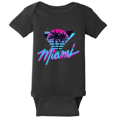 Miami Palm Trees Vaperwave Synthwave 80s Style Retro Baby Bodysuit