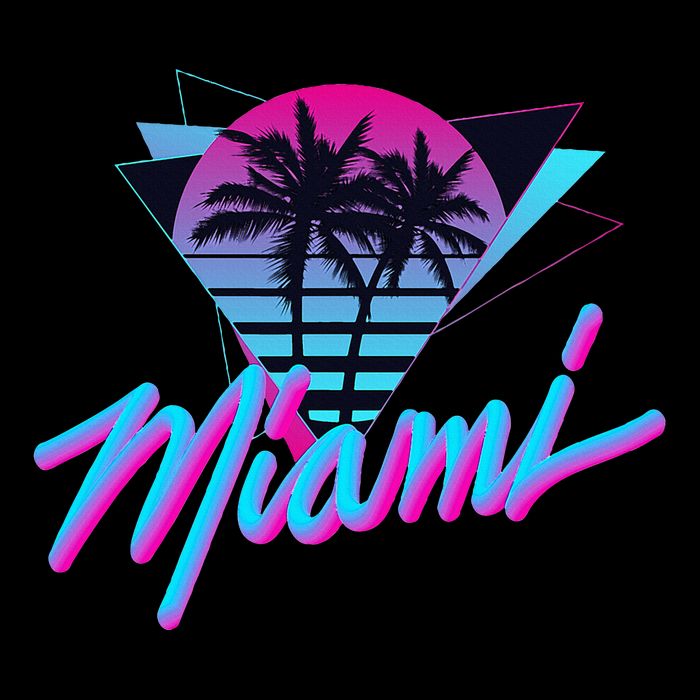 Miami Palm Trees Vaperwave Synthwave 80s Style Retro Baby Bodysuit