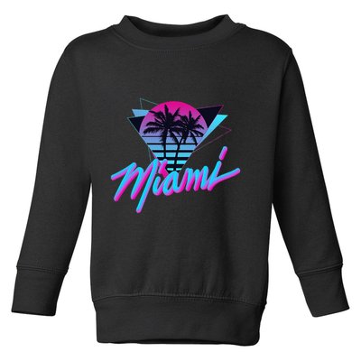 Miami Palm Trees Vaperwave Synthwave 80s Style Retro Toddler Sweatshirt