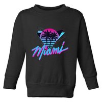 Miami Palm Trees Vaperwave Synthwave 80s Style Retro Toddler Sweatshirt