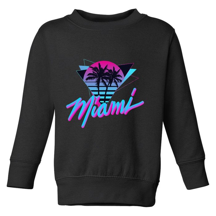 Miami Palm Trees Vaperwave Synthwave 80s Style Retro Toddler Sweatshirt