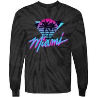 Miami Palm Trees Vaperwave Synthwave 80s Style Retro Tie-Dye Long Sleeve Shirt