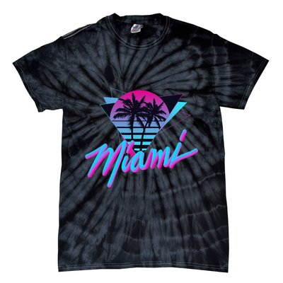 Miami Palm Trees Vaperwave Synthwave 80s Style Retro Tie-Dye T-Shirt