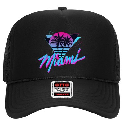 Miami Palm Trees Vaperwave Synthwave 80s Style Retro Trucker Hat
