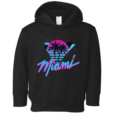 Miami Palm Trees Vaperwave Synthwave 80s Style Retro Toddler Hoodie