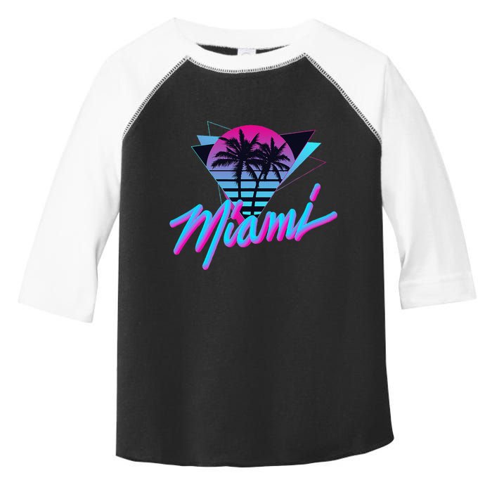 Miami Palm Trees Vaperwave Synthwave 80s Style Retro Toddler Fine Jersey T-Shirt