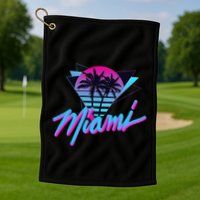 Miami Palm Trees Vaperwave Synthwave 80s Style Retro Golf Towel