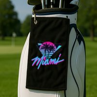 Miami Palm Trees Vaperwave Synthwave 80s Style Retro Golf Towel