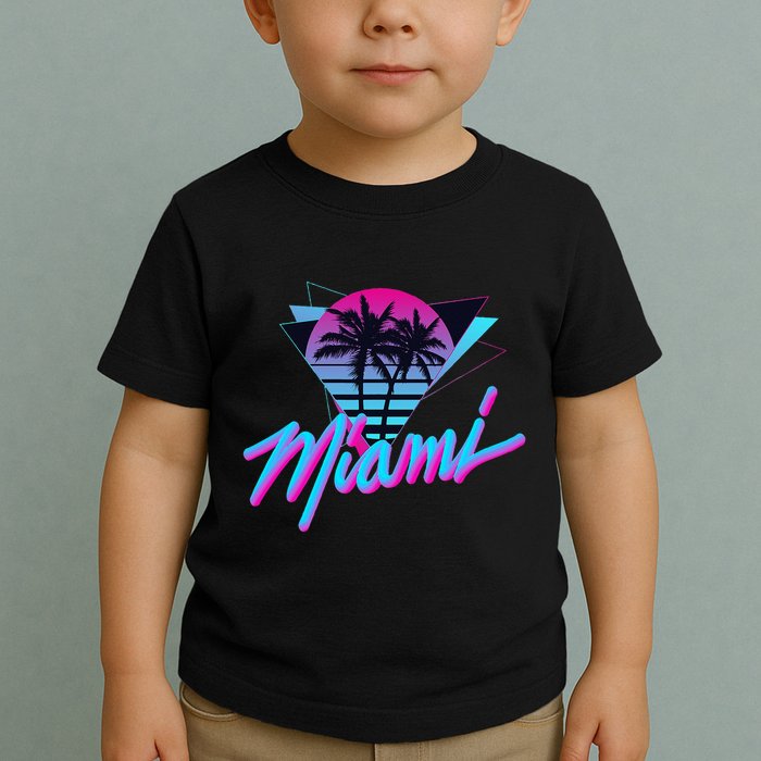Miami Palm Trees Vaperwave Synthwave 80s Style Retro Toddler T-Shirt