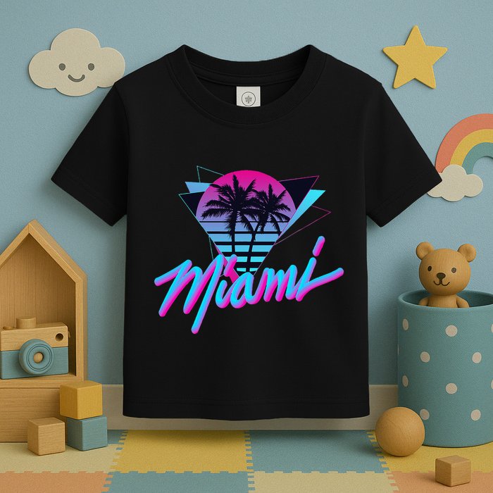Miami Palm Trees Vaperwave Synthwave 80s Style Retro Toddler T-Shirt