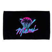 Miami Palm Trees Vaperwave Synthwave 80s Style Retro Microfiber Hand Towel