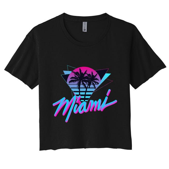 Miami Palm Trees Vaperwave Synthwave 80s Style Retro Crop Top