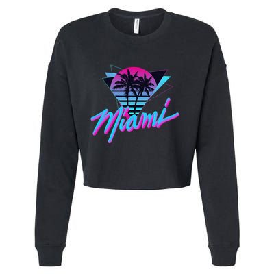 Miami Palm Trees Vaperwave Synthwave 80s Style Retro Cropped Pullover Crew