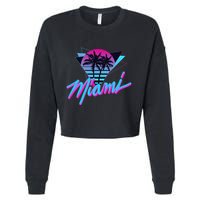 Miami Palm Trees Vaperwave Synthwave 80s Style Retro Cropped Pullover Crew