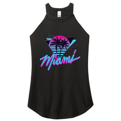 Miami Palm Trees Vaperwave Synthwave 80s Style Retro Women's Perfect Tri Rocker Tank