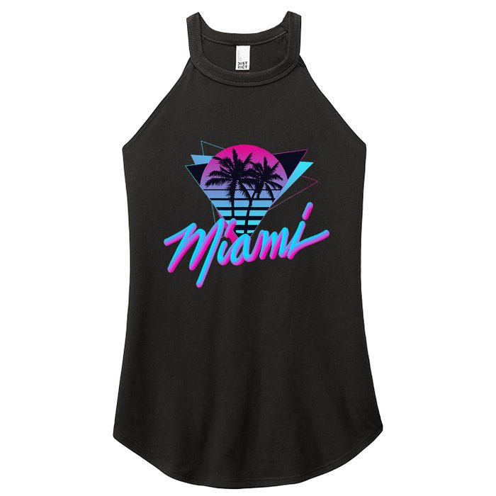 Miami Palm Trees Vaperwave Synthwave 80s Style Retro Women's Perfect Tri Rocker Tank