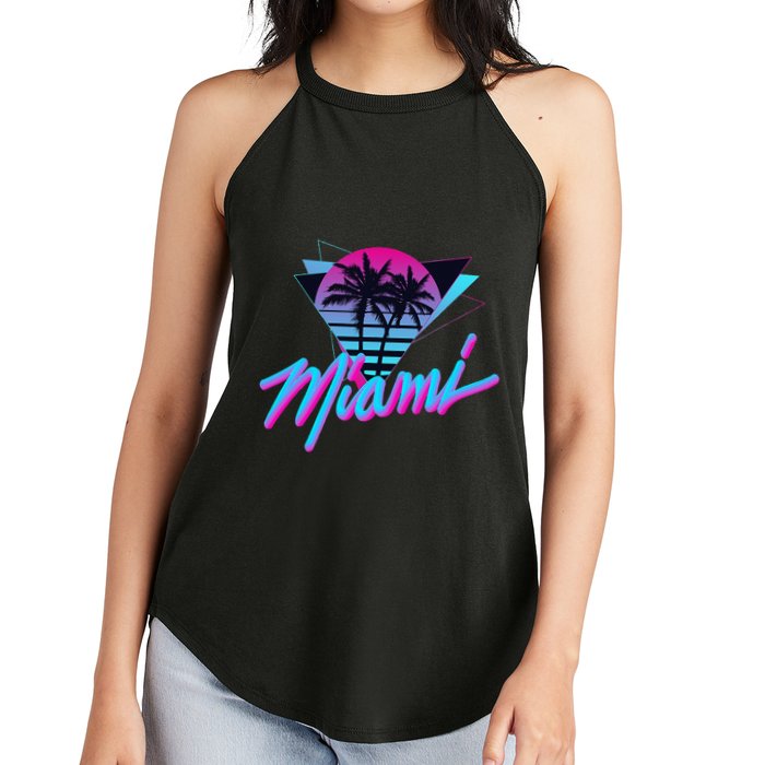 Miami Palm Trees Vaperwave Synthwave 80s Style Retro Women's Perfect Tri Rocker Tank