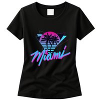 Miami Palm Trees Vaperwave Synthwave 80s Style Retro Womens T-Shirt