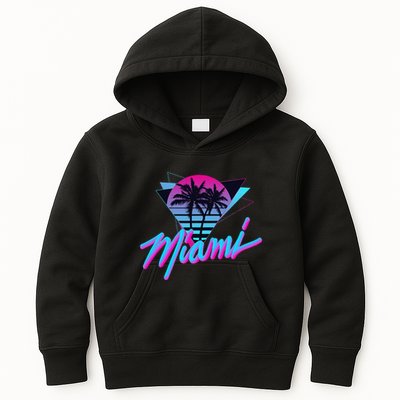 Miami Palm Trees Vaperwave Synthwave 80s Style Retro Kids Hoodie