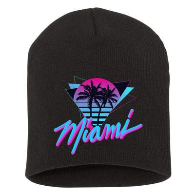 Miami Palm Trees Vaperwave Synthwave 80s Style Retro Short Acrylic Beanie