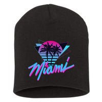 Miami Palm Trees Vaperwave Synthwave 80s Style Retro Short Acrylic Beanie