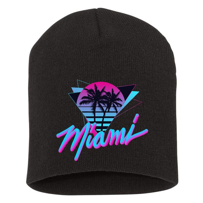 Miami Palm Trees Vaperwave Synthwave 80s Style Retro Short Acrylic Beanie