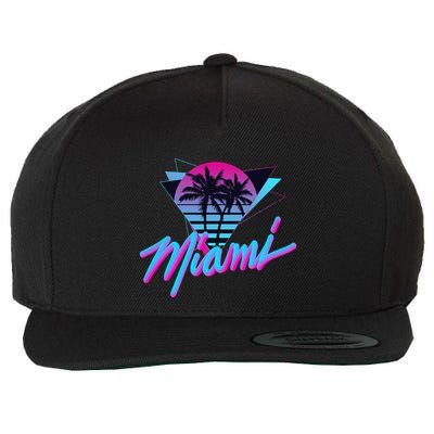 Miami Palm Trees Vaperwave Synthwave 80s Style Retro Wool Snapback Cap