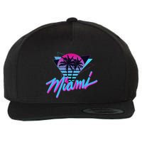 Miami Palm Trees Vaperwave Synthwave 80s Style Retro Wool Snapback Cap