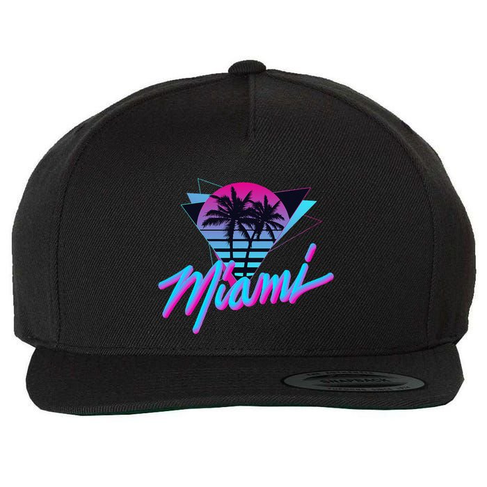 Miami Palm Trees Vaperwave Synthwave 80s Style Retro Wool Snapback Cap