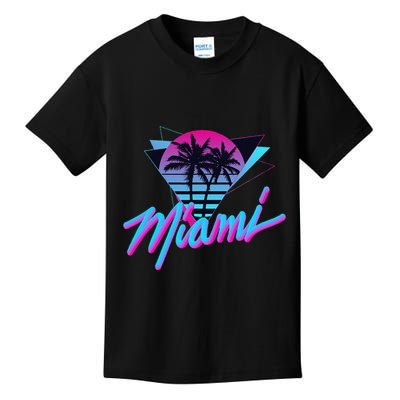 Miami Palm Trees Vaperwave Synthwave 80s Style Retro Kids T-Shirt