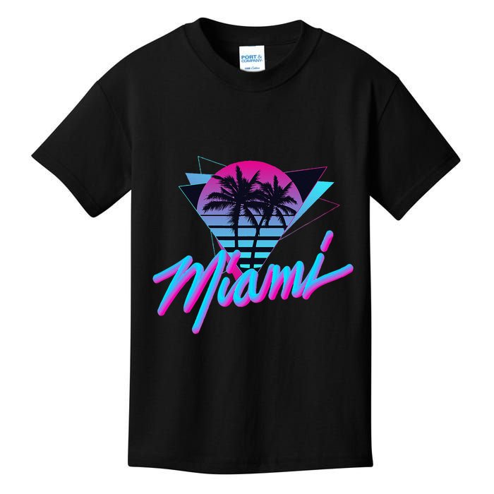 Miami Palm Trees Vaperwave Synthwave 80s Style Retro Kids T-Shirt
