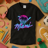 Miami Palm Trees Vaperwave Synthwave 80s Style Retro Kids T-Shirt