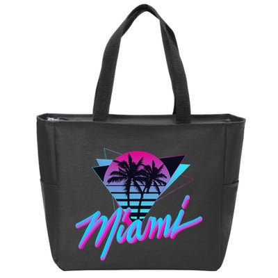 Miami Palm Trees Vaperwave Synthwave 80s Style Retro Zip Tote Bag