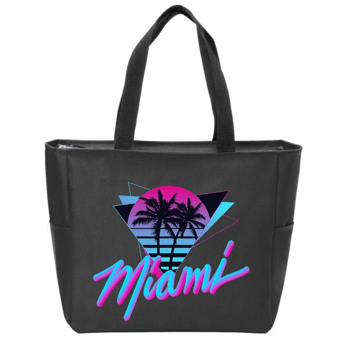Miami Palm Trees Vaperwave Synthwave 80s Style Retro Zip Tote Bag