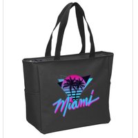 Miami Palm Trees Vaperwave Synthwave 80s Style Retro Zip Tote Bag