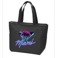 Miami Palm Trees Vaperwave Synthwave 80s Style Retro Zip Tote Bag