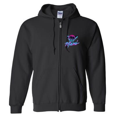 Miami Palm Trees Vaperwave Synthwave 80s Style Retro Full Zip Hoodie