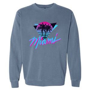 Miami Palm Trees Vaperwave Synthwave 80s Style Retro Garment-Dyed Sweatshirt