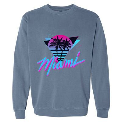 Miami Palm Trees Vaperwave Synthwave 80s Style Retro Garment-Dyed Sweatshirt