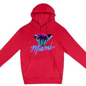 Miami Palm Trees Vaperwave Synthwave 80s Style Retro Premium Pullover Hoodie