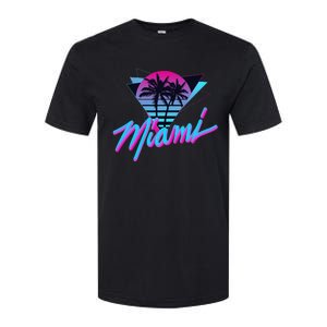 Miami Palm Trees Vaperwave Synthwave 80s Style Retro Softstyle CVC T-Shirt