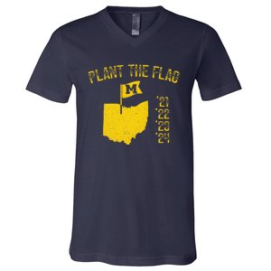 M Plant The Flag Funny Football Yellow V-Neck T-Shirt