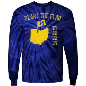 M Plant The Flag Funny Football Yellow Tie-Dye Long Sleeve Shirt