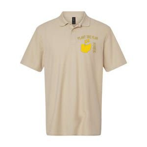 M Plant The Flag Funny Football Yellow Softstyle Adult Sport Polo