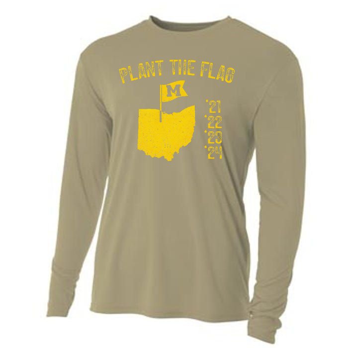 M Plant The Flag Funny Football Yellow Cooling Performance Long Sleeve Crew