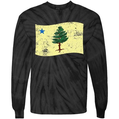 Maine Pine Tree Flag 1901 – First State Flag Tie-Dye Long Sleeve Shirt